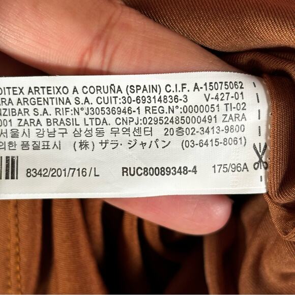 Zara Dress Size Large New Brown Draped Mini ruched - Picture 9 of 12